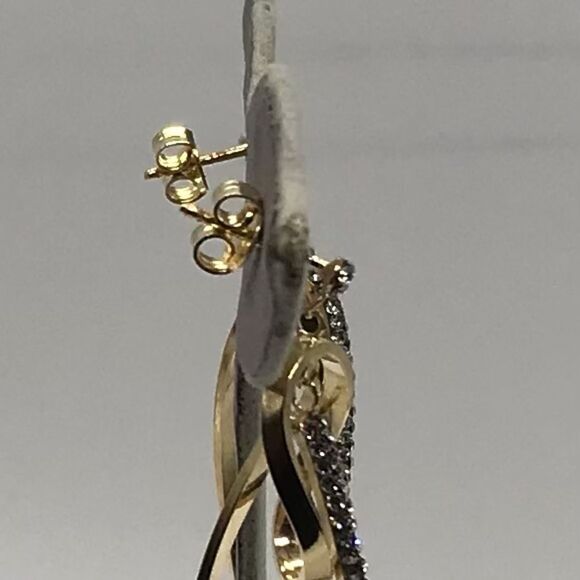 New 14K Gold Dangle Earrings with Swarovski Crystals - Picture 5 of 10